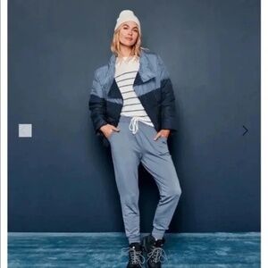 Summersalt "The Colorblock Eco Puffer Jacket" - Midnight & Slate